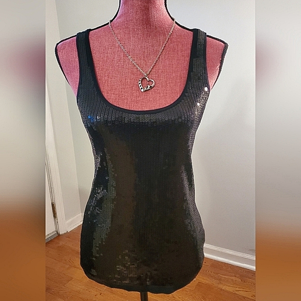 Armani Exchange Black Sequins Tank Top - Medium‎ - Like New